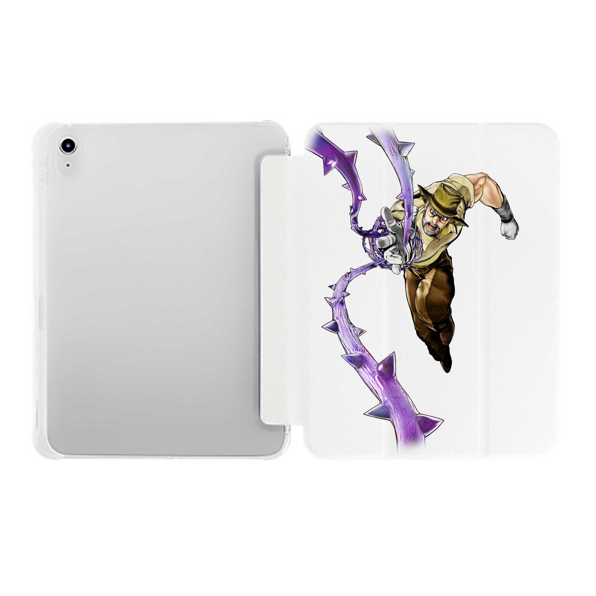 （画像用） ジョジョの奇妙な冒険 ジョセフ?ジョースター JoJo's Bizarre Adventure Joseph Joestar IPad ケース ペン収納付き 三つ折りスタンド PUレザー×シリコン 対応機種9.5/10.5/10.9インチ
